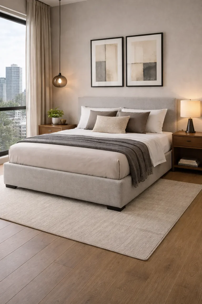 Grey Upholstered Bed