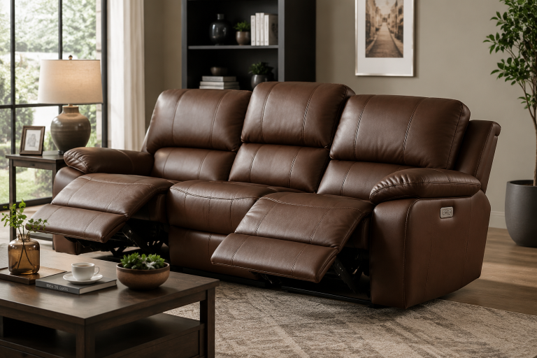 Leather Reclining Sofa
